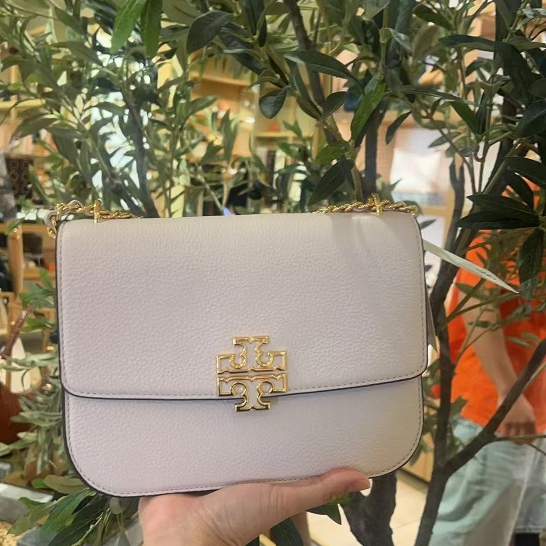 TORY BURCH/汤丽柏琦粉色纯皮大金扣豆腐包197865359005 23*18*8
