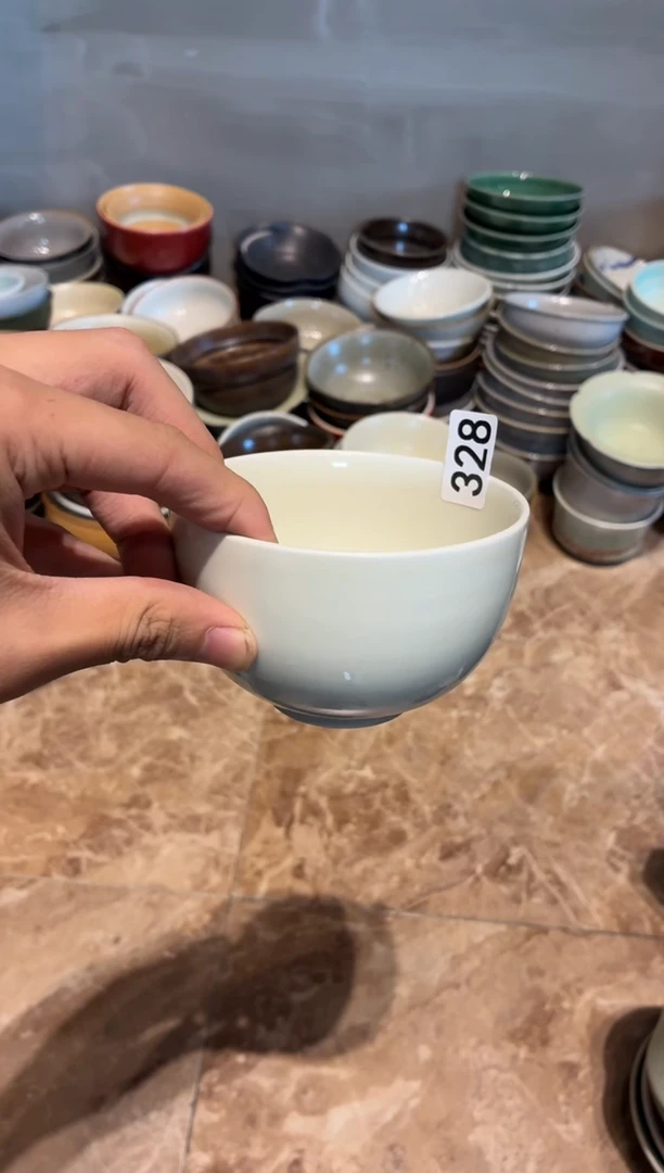 中式阿*尔328定白鼓形小碗