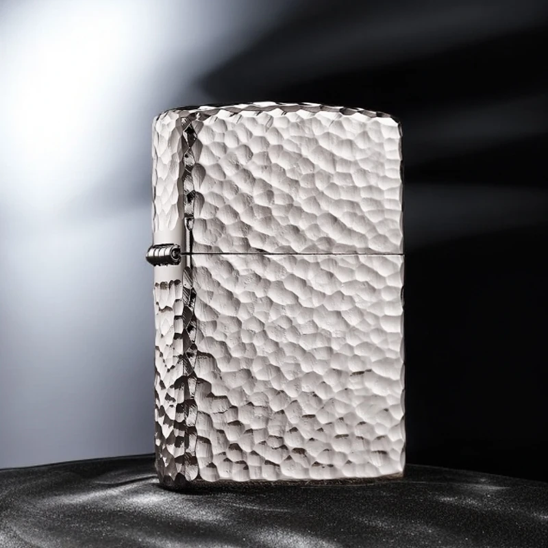 ZIPPO/之宝镀银盔甲陨石坑 正品打火机男士复古双面银色防风仿古