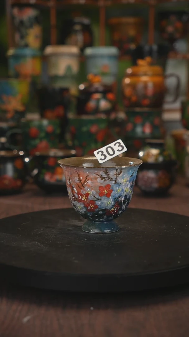 油画手绘釉下彩杯子303