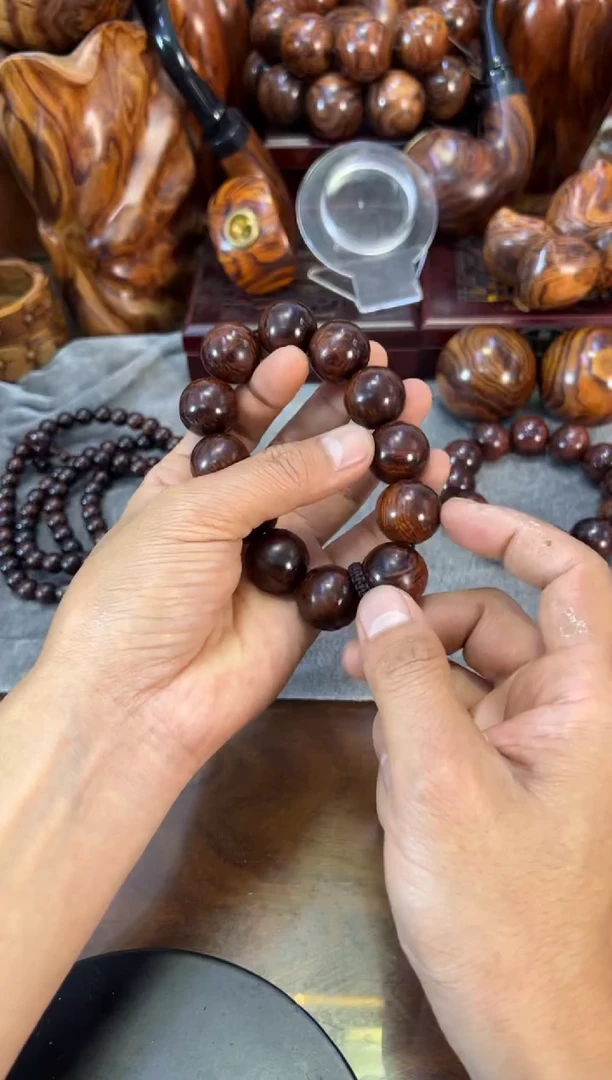 【闪购商品】黄花梨/降香黄檀手串/手链海南黄花梨2.0水波纹手串