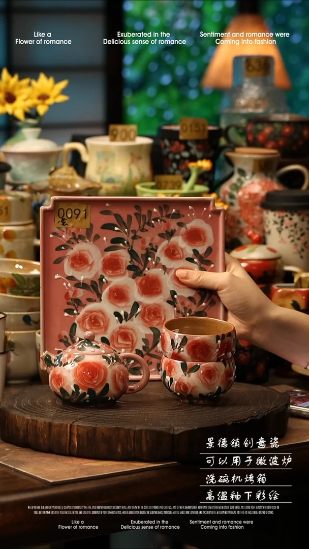 陶瓷景德镇高温釉下彩手工手绘款式