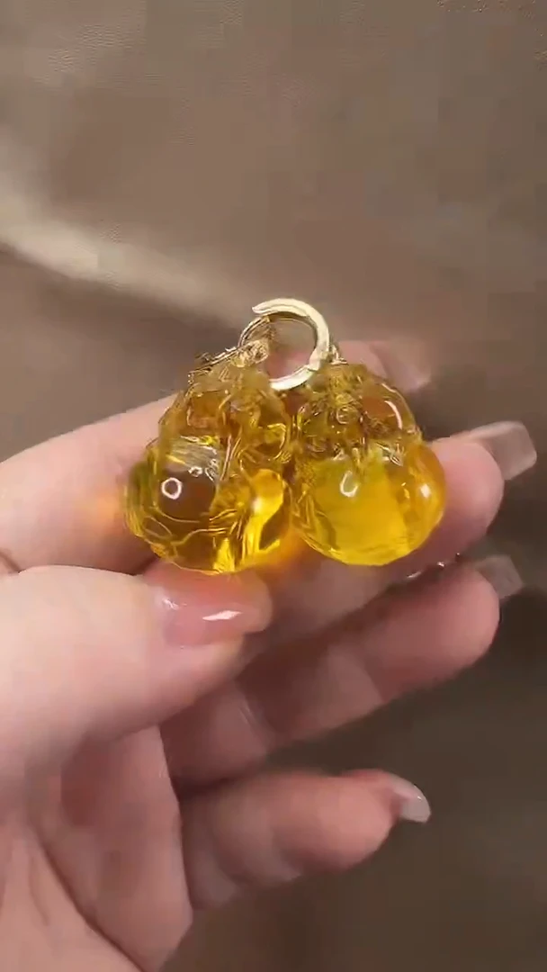 琥珀颈饰未镶嵌耳环