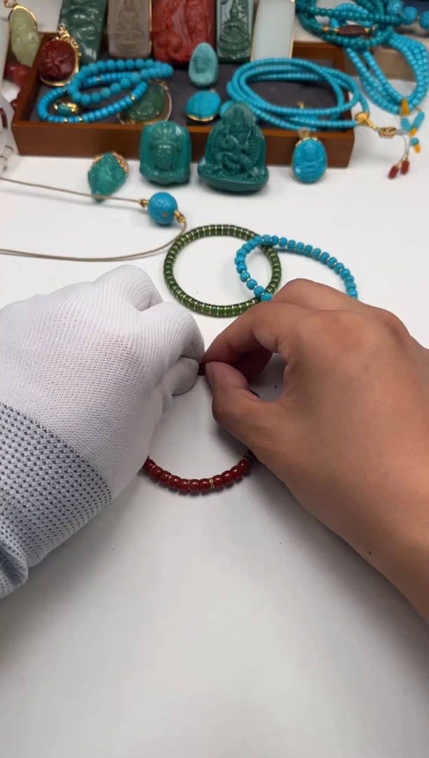 18K金镶嵌手串手串南红玛瑙落*~手串手串