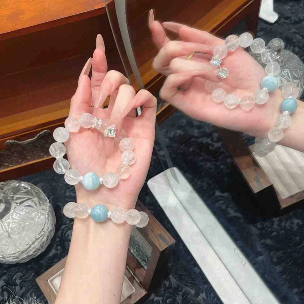 【雪夜观星】天然白幽灵水晶时尚百搭女款手串设计师爆款精致手链
