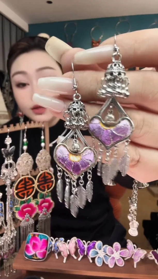 刺绣纯手工民族风刺绣耳环