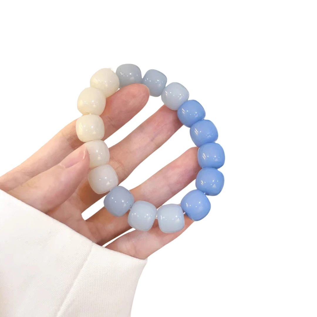 锌合金贝壳手链 中性欧美风女少女风老型渐变色弹力单圈梦幻糖果