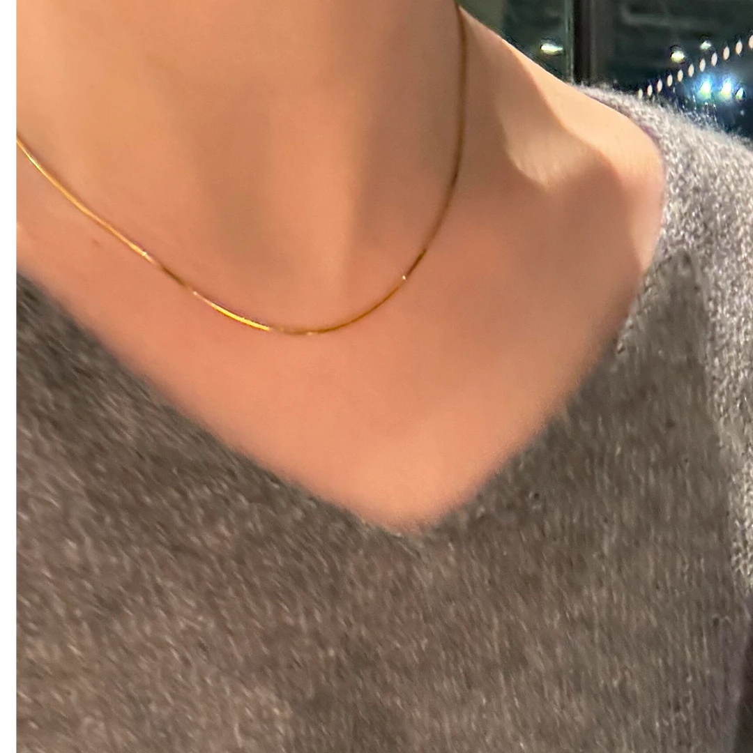 钛钢项链 简约百搭蛇骨链-M扣