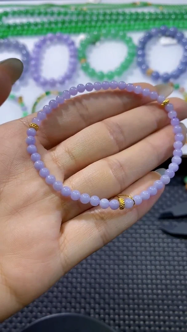 散珠翡翠卡3.9紫手串