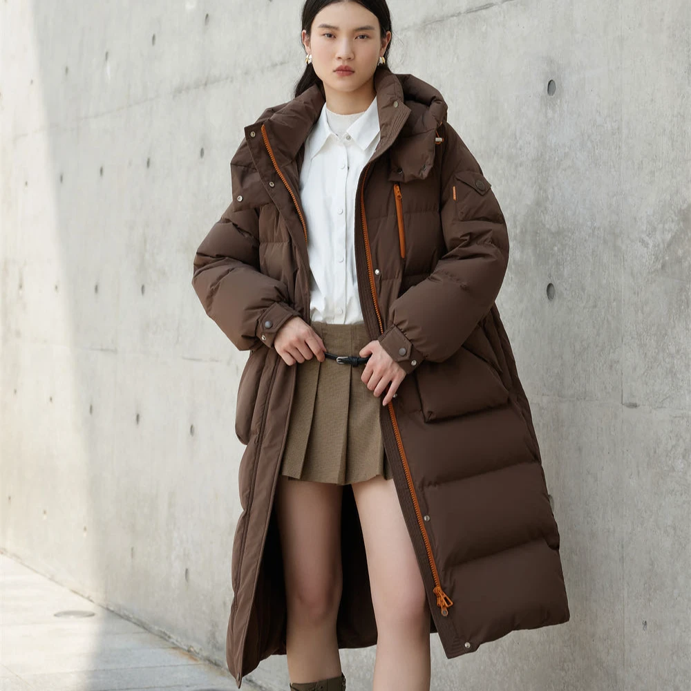 824Y821中长款韩版飘带设计中长款时尚羽绒服