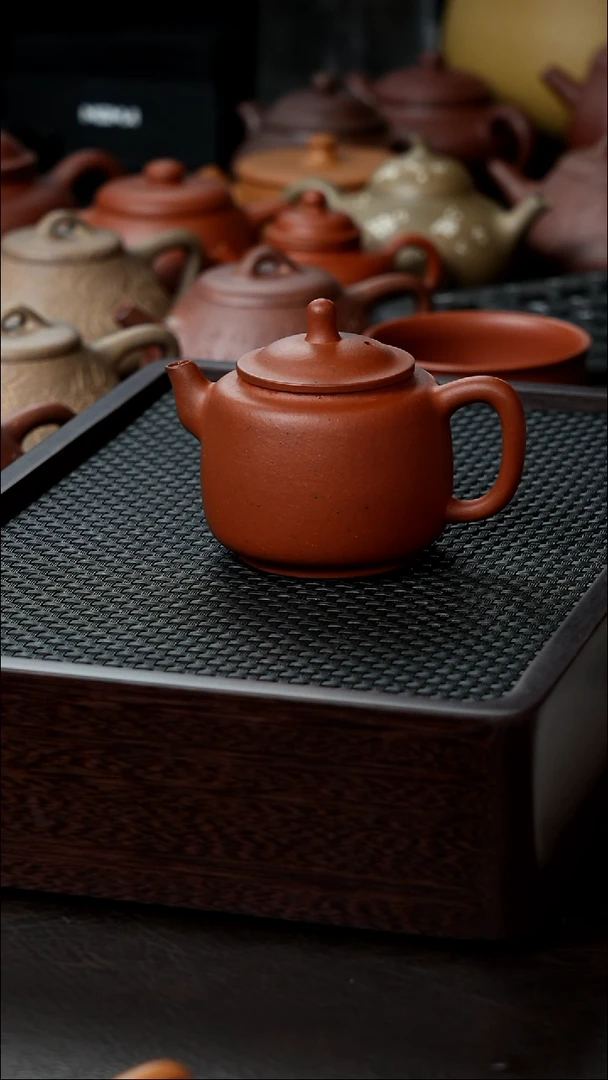 茶壶紫砂红泥墨林微瑕半手120