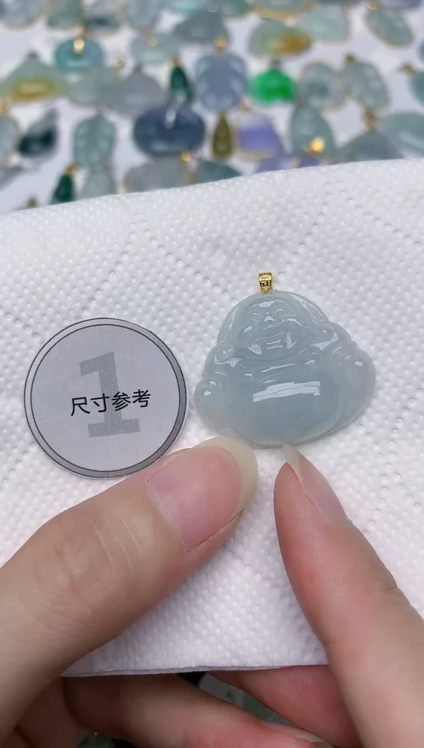 翡翠18K金镶嵌颈饰天然A货翡翠
