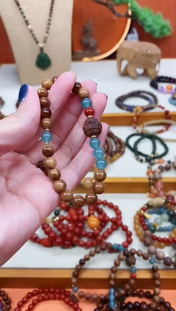 未镶嵌库克手串双圈库克菩提蓝水貔貅手串