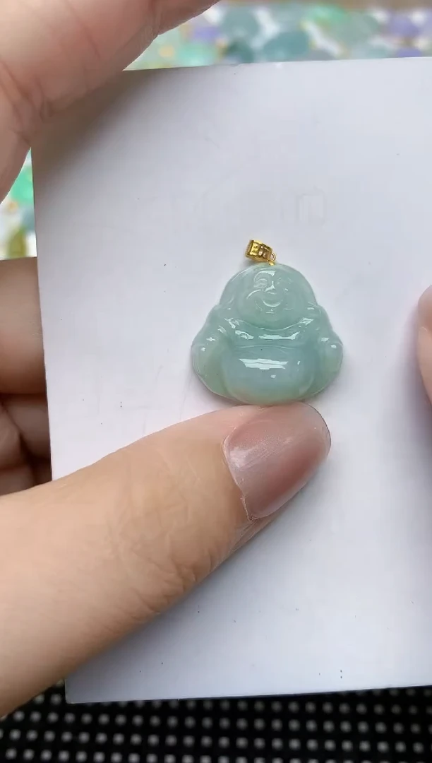 翡翠18K金镶嵌颈饰天然缅甸A货翡翠