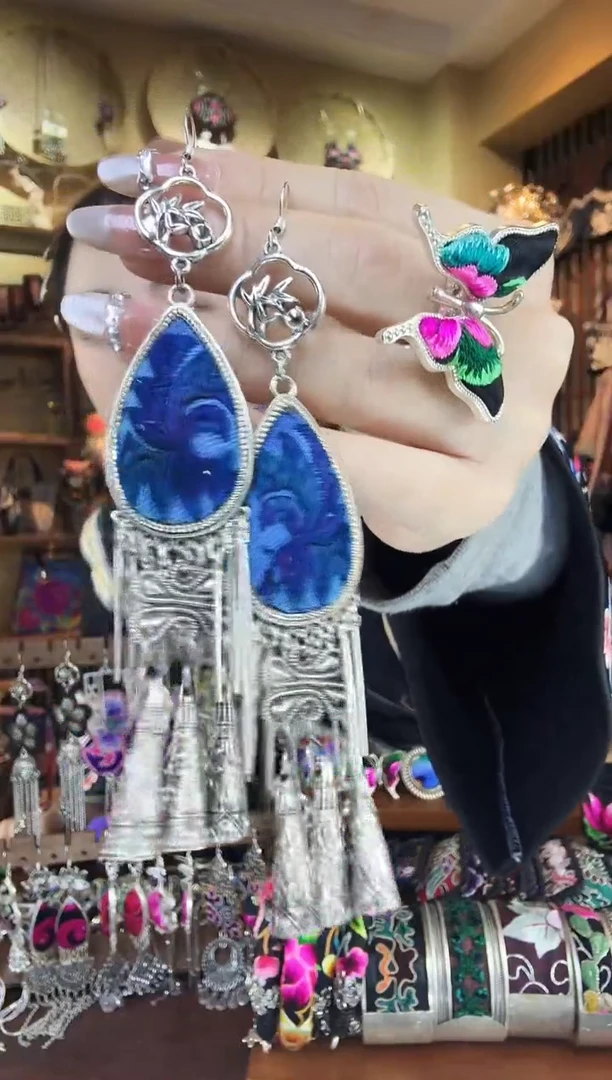 刺绣非遗刺绣民族风耳环