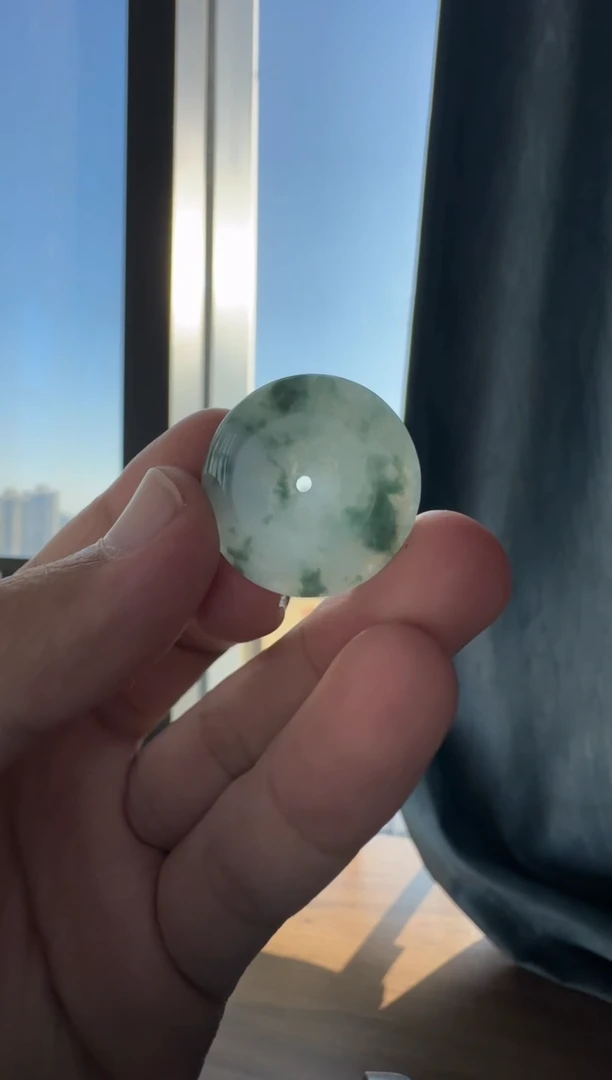 颈饰未镶嵌翡翠多样性天然翡翠A货飘花平安扣一件