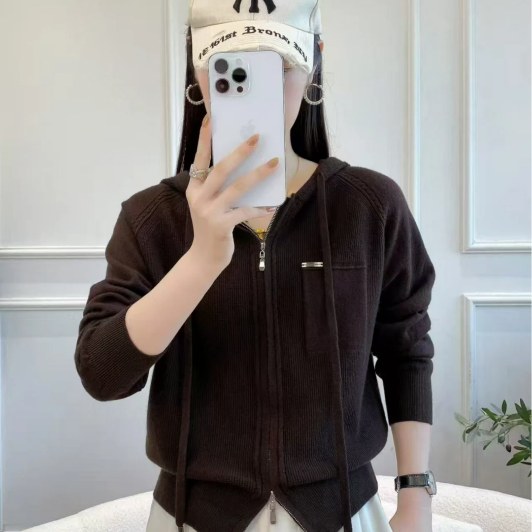 【运费补贴】双拉链针织衫开衫毛衣2025秋季新款休闲外套14139薇