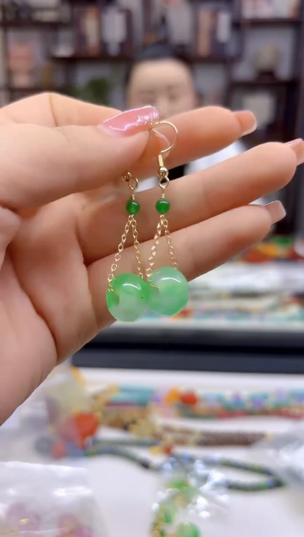 【闪购商品】翡翠耳饰14K金镶嵌耳坠E624