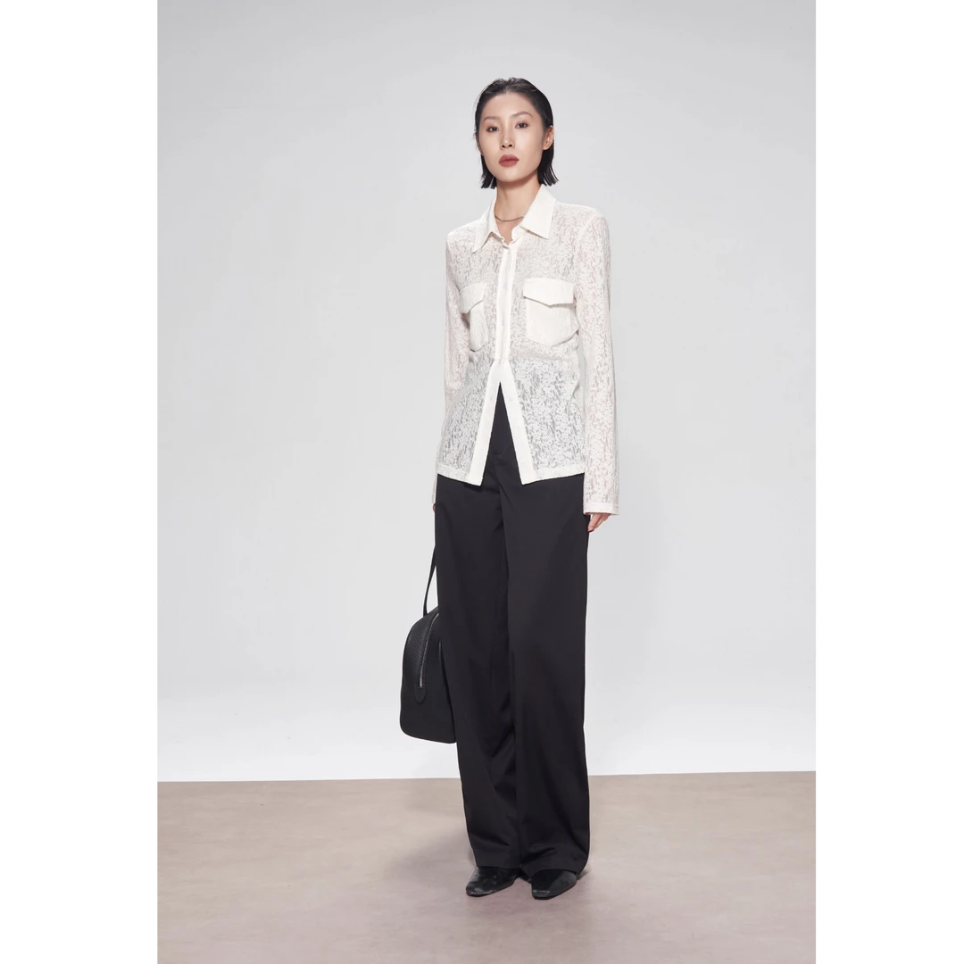 D&MX “肌理衫”提花蕾丝柔软透气小方领口袋款高个子衬衫79006