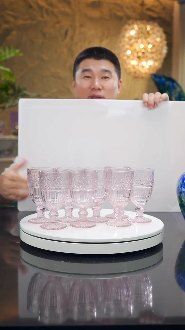 摆件福利粉色高脚杯一套八只