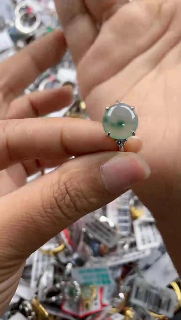 银S925镶嵌戒指翡翠555    1