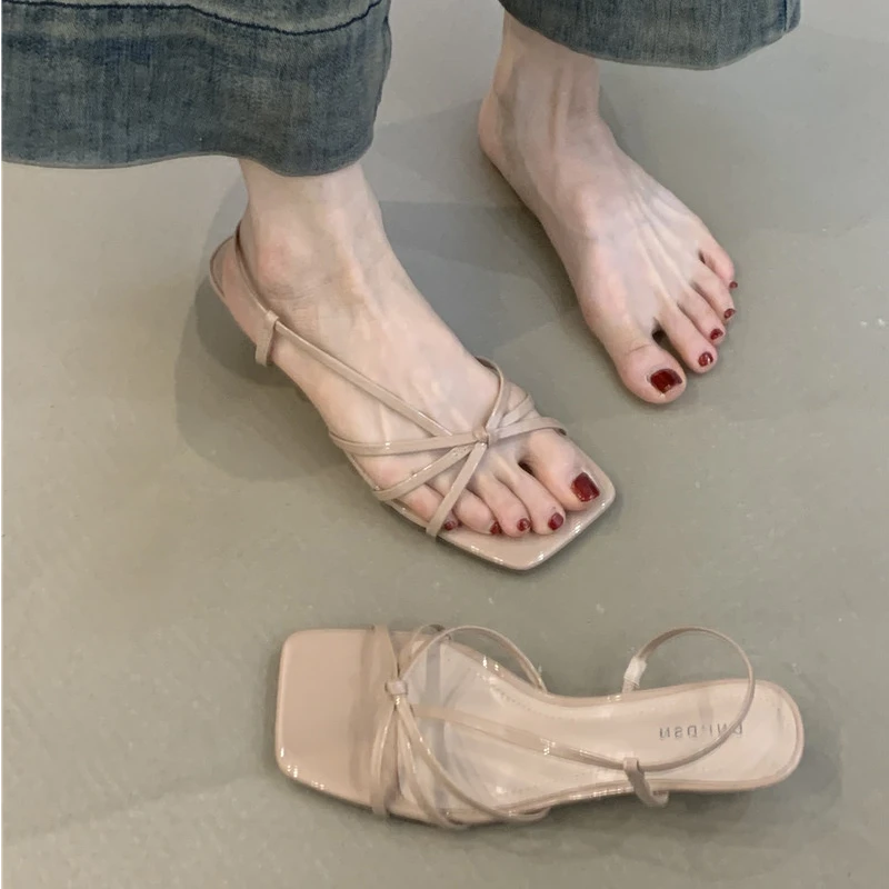 YN-356-1温柔仙女风配裙子坡跟凉鞋女2025年夏季编织沙滩罗马凉鞋