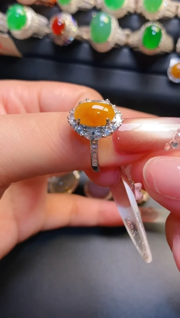 银S925镶嵌戒指翡翠天然