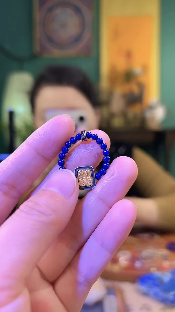 【闪购商品】青金石戒指银S925镶嵌青金石扎基拉姆戒指