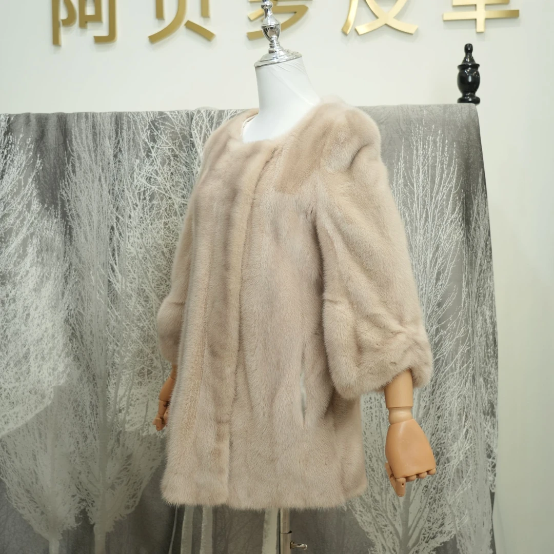 ABEILUO/阿贝萝【粉丝捡漏】水貂皮草外套整皮整版女秋冬气质