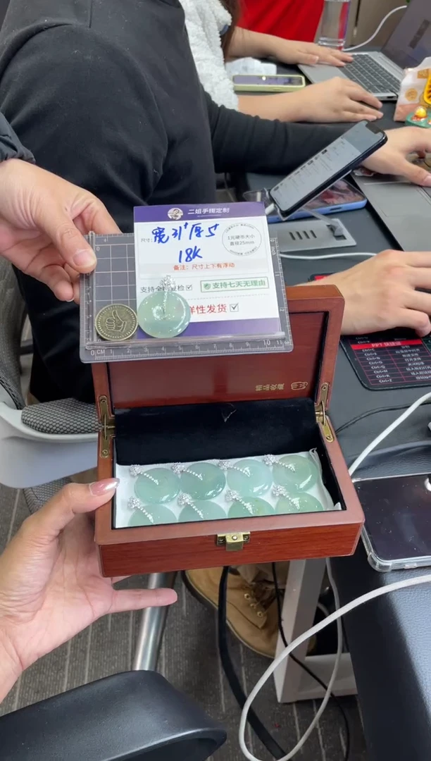 18K金镶嵌挂件翡翠高货平安扣FL13多样性发其一CP配链