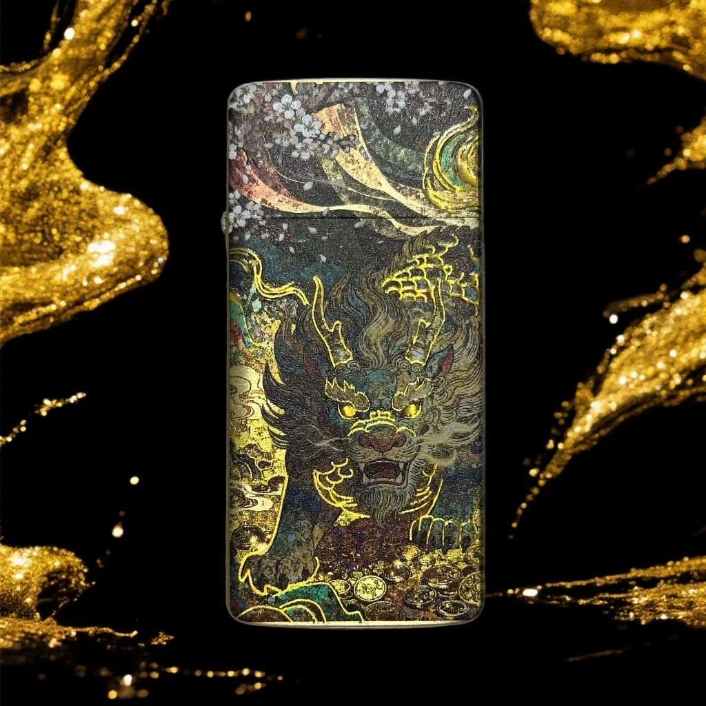 超薄鎏金麒麟瑞兽窄机 煤油机（配官方礼盒证书）Y