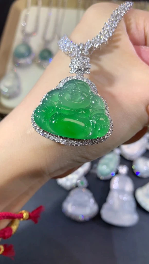 吊坠(不含链)18K金镶嵌翡翠152-佛公（多样性发货一件（不含链扣