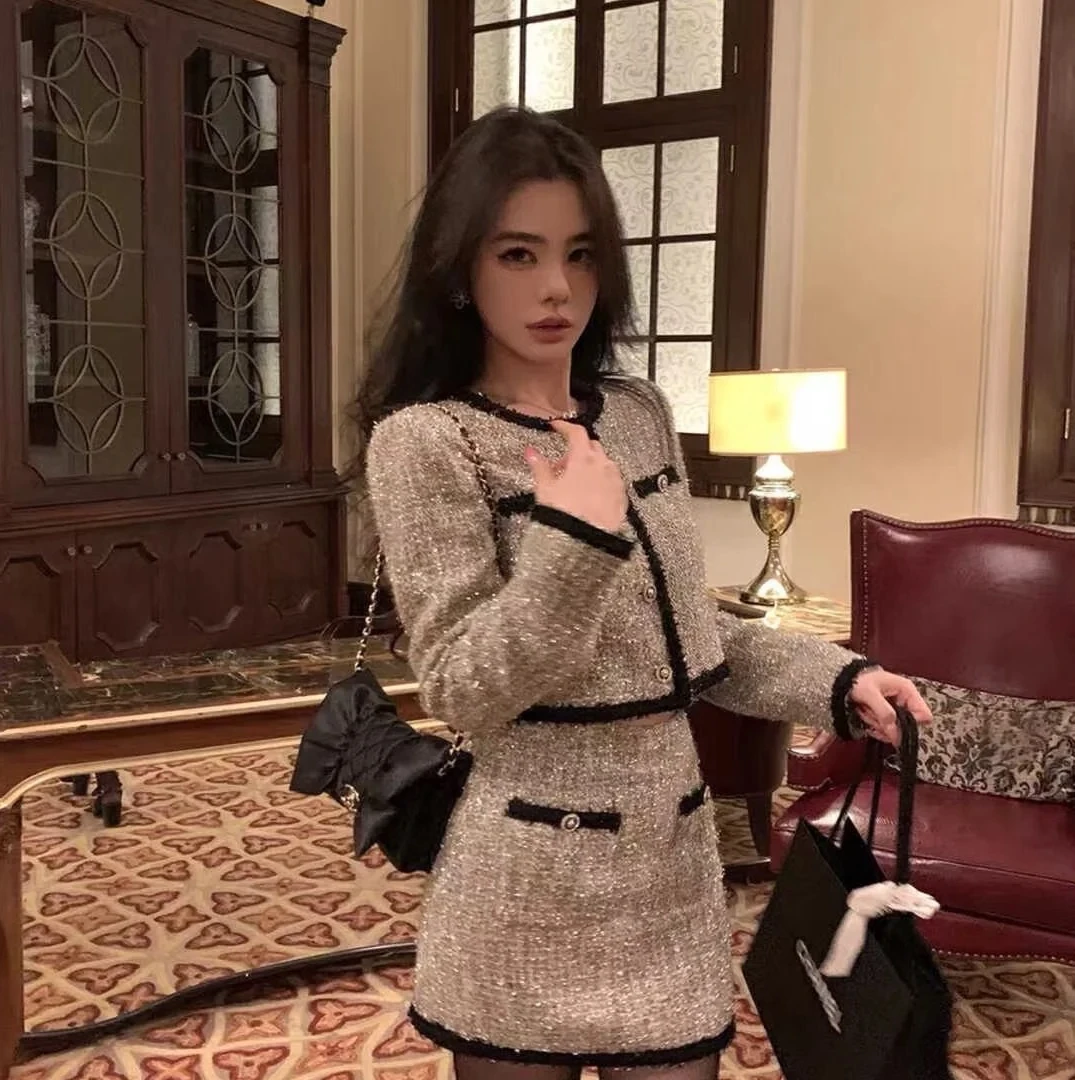 （丽丽雅）春季新款轻奢重工高定版小香风外套套装