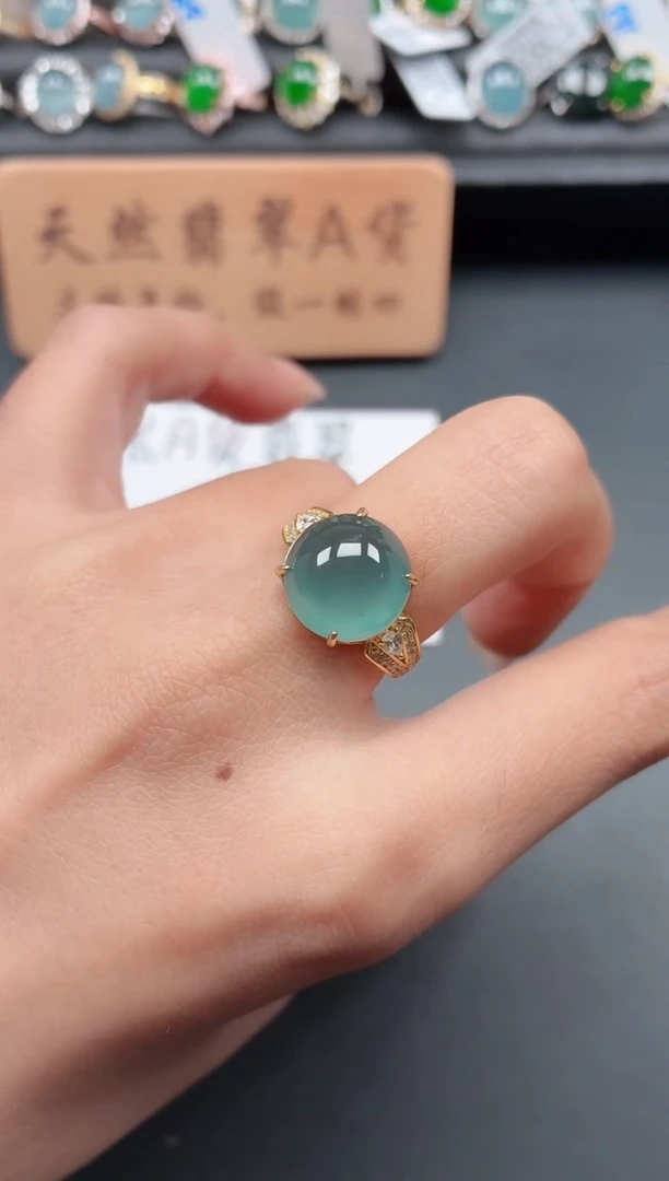 银S925镶嵌戒指翡翠111