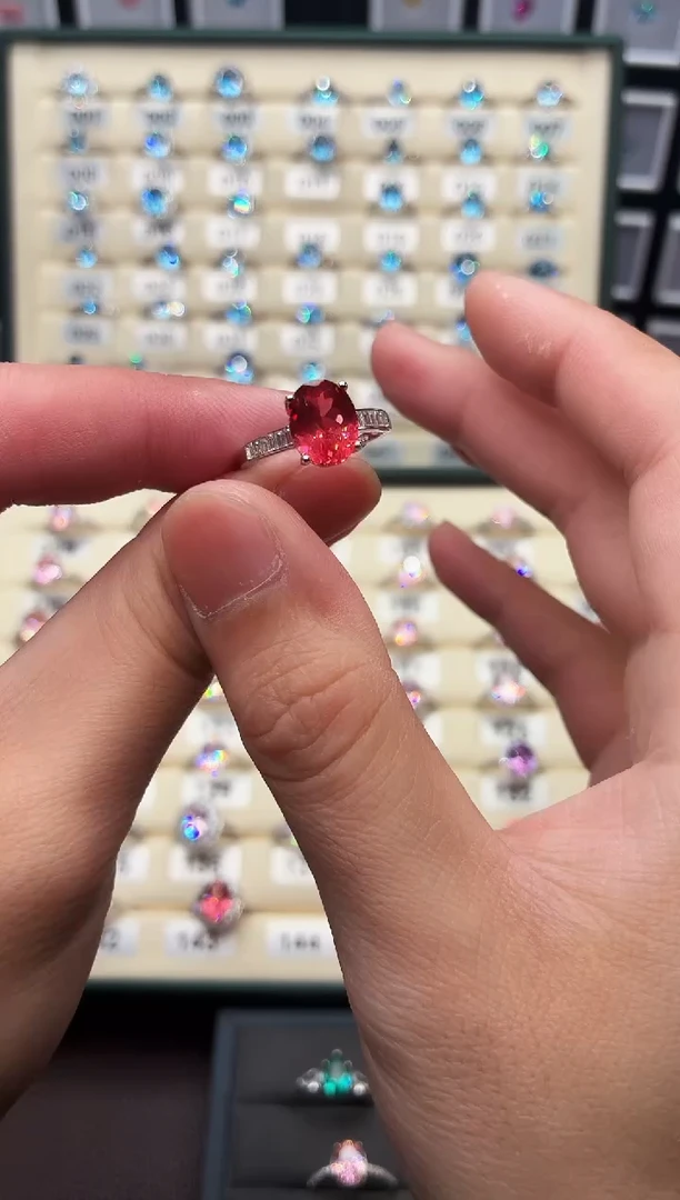 无925银轻奢火莲花色女神戒