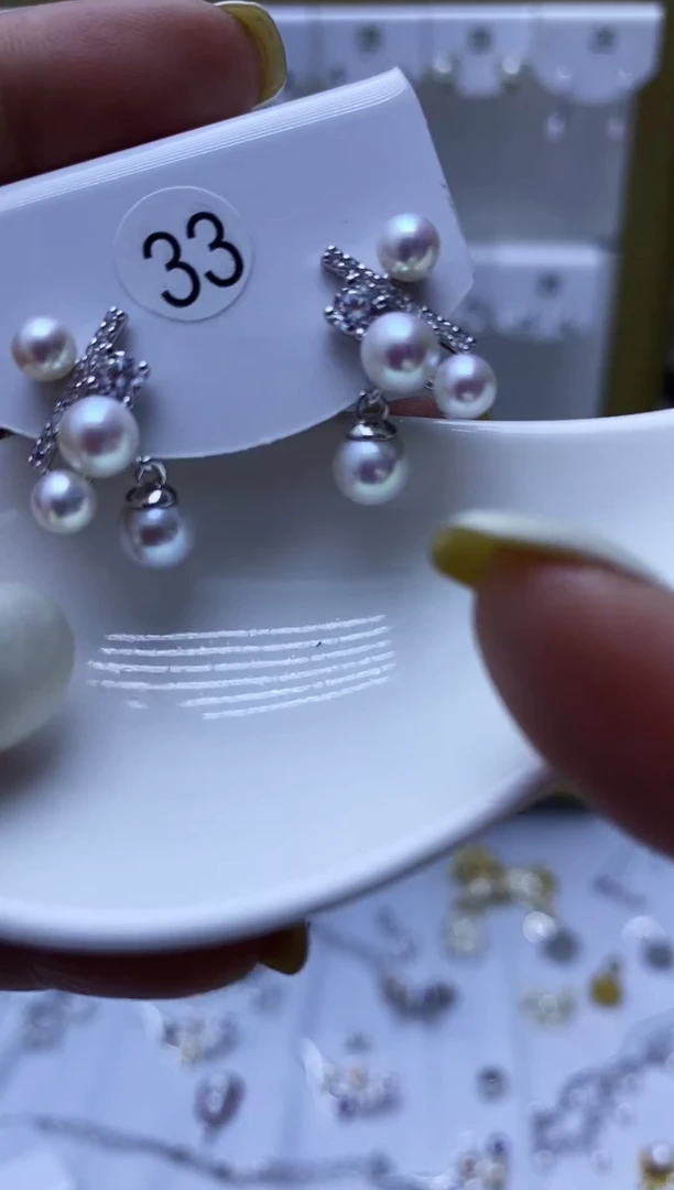 银S925镶嵌耳饰淡水珍珠33