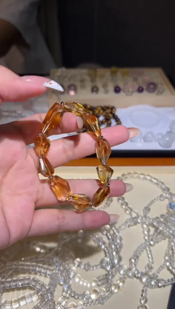 黄晶手链未镶嵌暴力黄黄水晶随型手串