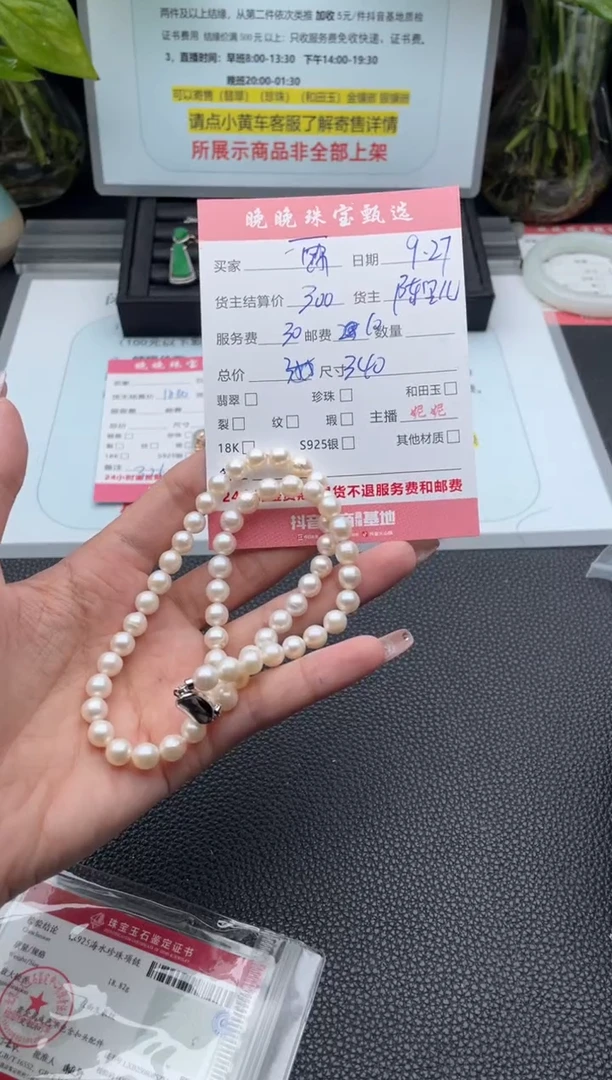 颈饰银S925镶嵌淡水珍珠霂项链