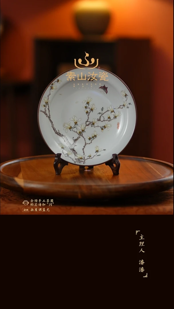 柴窑藏器粉彩玉兰花折沿盘