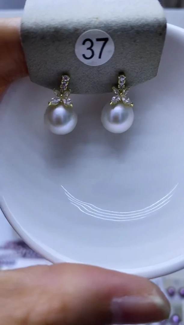 银S925镶嵌淡水珍珠耳饰137