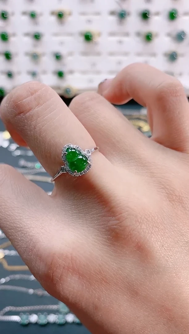 【闪购商品】翡翠戒指银S925镶嵌天然翡翠