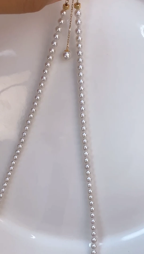 项链18K金镶嵌淡水珍珠3.5-4