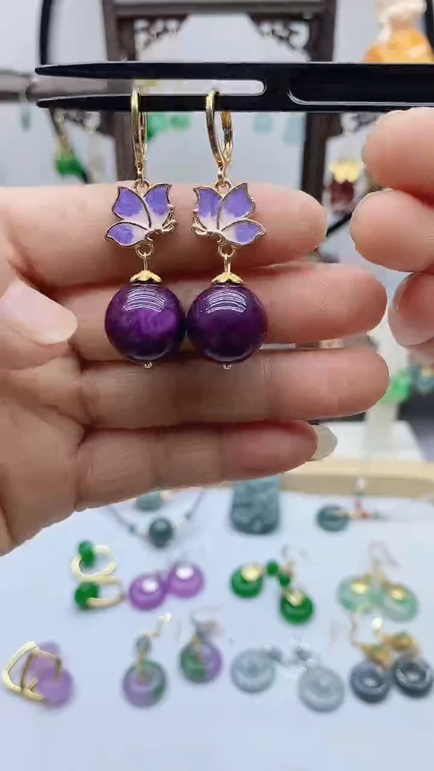 苏纪石（舒俱来）14K金镶嵌耳饰80