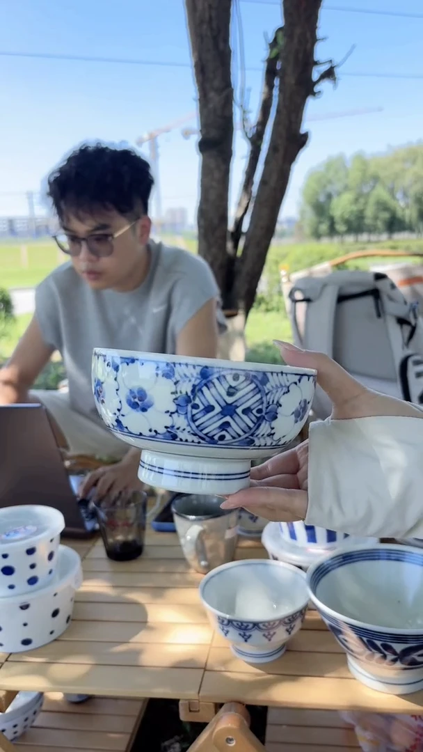 搪瓷44-01.青黛花文 旨味碗丸型大