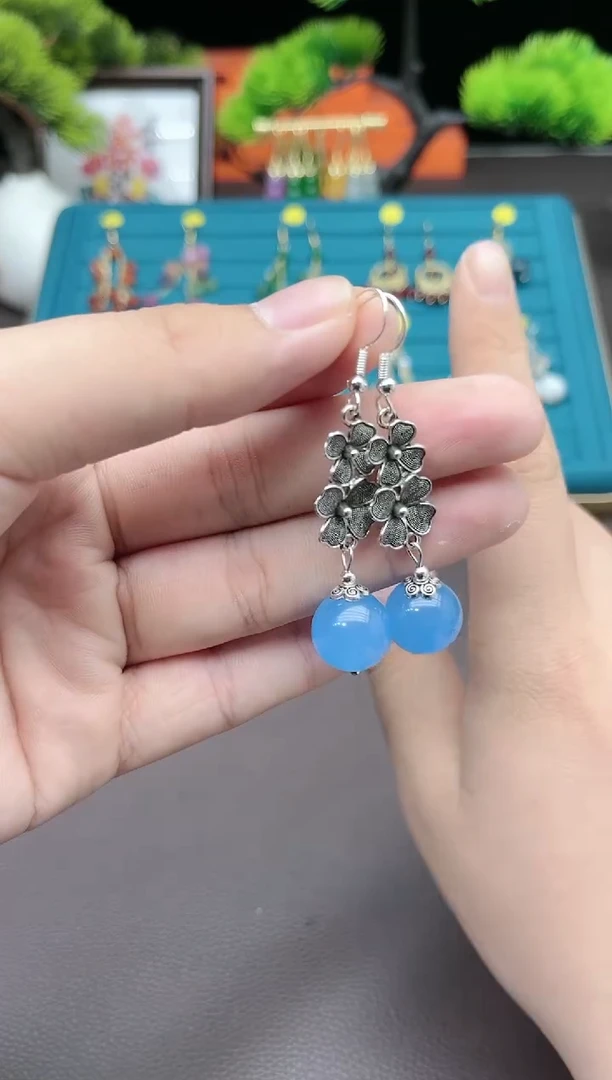 【闪购商品】玛瑙/玉髓耳钉银S925镶嵌712000