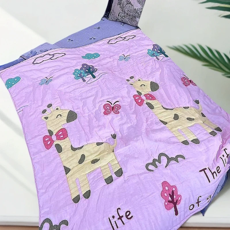 【长颈鹿】120*150  A类全棉纱布云朵泡芙被