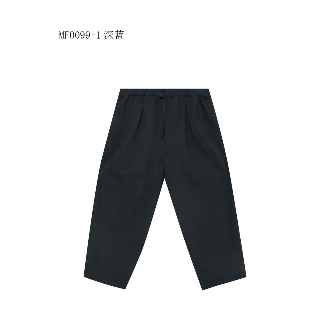 【麻訪家】MF0099-1深蓝复古文艺松紧腰百搭宽松休闲哈伦裤