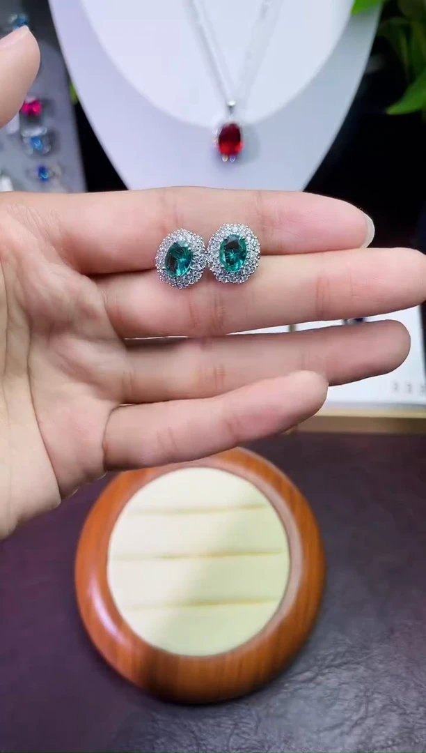 合金合成钻石耳饰帕拉伊巴耳钉