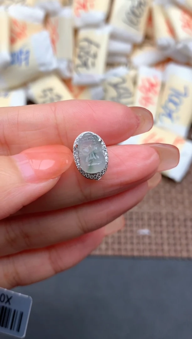 银S925镶嵌挂件翡翠一