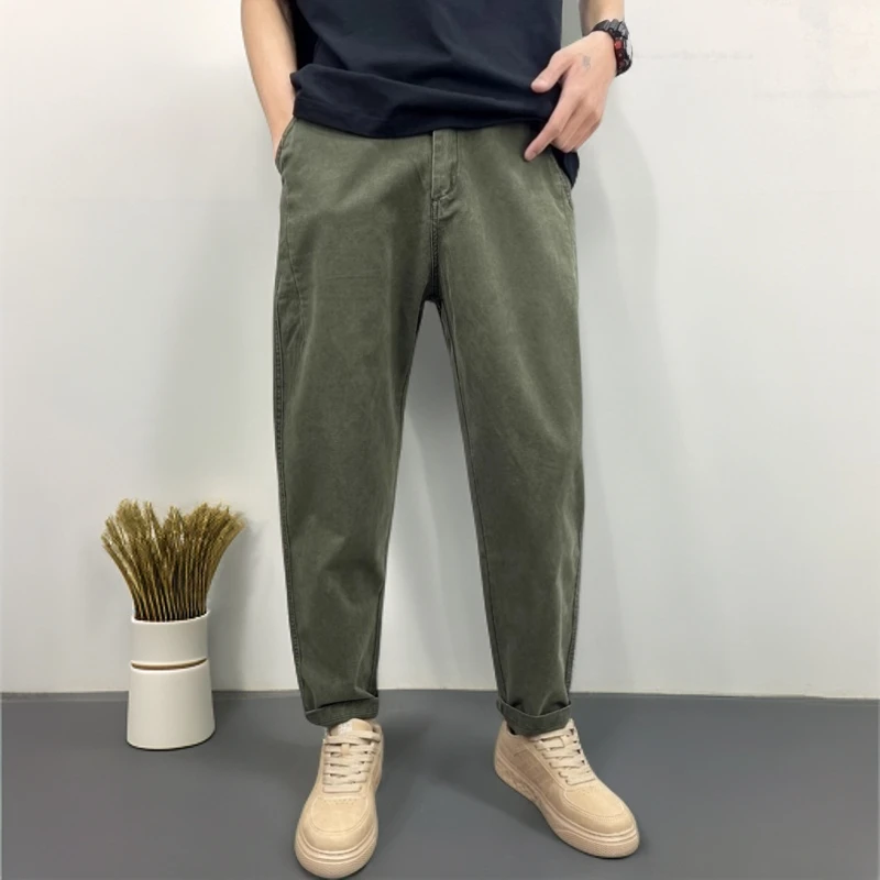 美式宽松休闲裤男士春夏新款直筒纯棉工装裤高级感痞帅哈伦裤子男